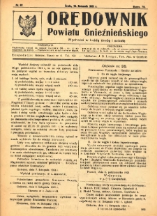 Orędownik Powiatu Gnieźnieńskiego: wychodzi w każdą środę i sobotę 1921.11.16 R.70 Nr92