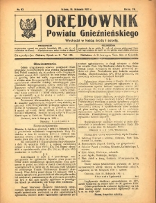 Orędownik Powiatu Gnieźnieńskiego: wychodzi w każdą środę i sobotę 1921.11.19 R.70 Nr93