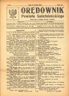 Orędownik Powiatu Gnieźnieńskiego: wychodzi w każdą środę i sobotę 1921.11.23 R.70 Nr94