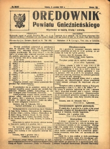 Orędownik Powiatu Gnieźnieńskiego: wychodzi w każdą środę i sobotę 1921.12.03 R.70 Nr96-97
