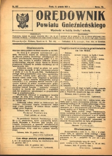 Orędownik Powiatu Gnieźnieńskiego: wychodzi w każdą środę i sobotę 1921.12.21 R.70 Nr102