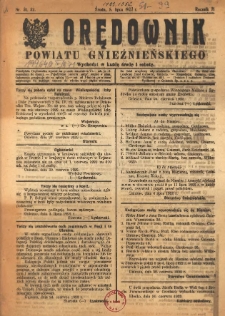 Orędownik Powiatu Gnieźnieńskiego: wychodzi w każdą środę i sobotę 1922.07.05 R.71 Nr51-52
