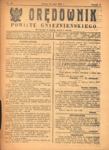 Orędownik Powiatu Gnieźnieńskiego: wychodzi w każdą środę i sobotę 1922.07.29 R.71 Nr59