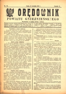 Orędownik Powiatu Gnieźnieńskiego: wychodzi w każdą środę i sobotę 1922.09.13 R.71 Nr72