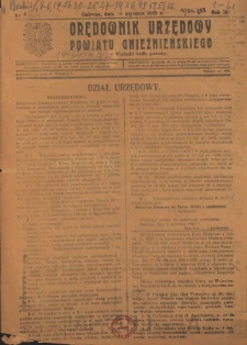 Orędownik Urzędowy Powiatu Gnieźnieńskiego: wychodzi wedle potrzeby 1923.01.13 R.72 Nr2