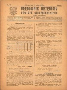 Orędownik Urzędowy Powiatu Gnieźnieńskiego: wychodzi wedle potrzeby 1923.02.24 R.72 Nr11