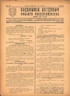 Orędownik Urzędowy Powiatu Gnieźnieńskiego: wychodzi wedle potrzeby 1923.03.31 R.72 Nr19