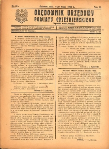 Orędownik Urzędowy Powiatu Gnieźnieńskiego: wychodzi wedle potrzeby 1923.05.08 R.72 Nr26 a