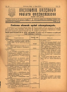 Orędownik Urzędowy Powiatu Gnieźnieńskiego: wychodzi wedle potrzeby 1923.07.07 R.72 Nr37