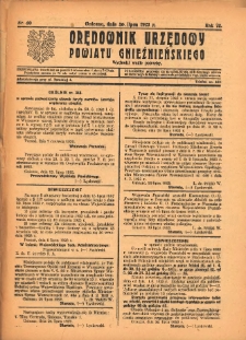 Orędownik Urzędowy Powiatu Gnieźnieńskiego: wychodzi wedle potrzeby 1923.07.30 R.72 Nr40