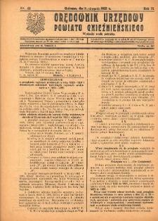 Orędownik Urzędowy Powiatu Gnieźnieńskiego: wychodzi wedle potrzeby 1923.08.18 R.72 Nr43