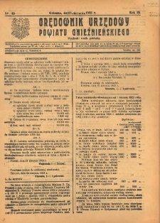 Orędownik Urzędowy Powiatu Gnieźnieńskiego: wychodzi wedle potrzeby 1923.08.29 R.72 Nr45