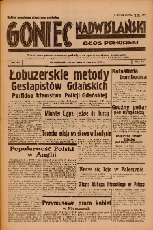 Goniec Nadwiślański: Głos Pomorski: Niezależne pismo poranne, poświęcone sprawom stanu średniego 1939.06.13 R.15 Nr134