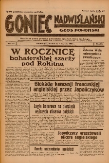 Goniec Nadwiślański: Głos Pomorski: Niezależne pismo poranne, poświęcone sprawom stanu średniego 1939.06.14 R.15 Nr135