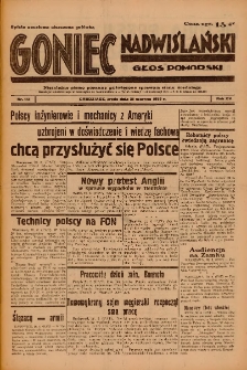 Goniec Nadwiślański: Głos Pomorski: Niezależne pismo poranne, poświęcone sprawom stanu średniego 1939.06.21 R.15 Nr141