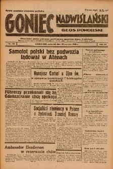 Goniec Nadwiślański: Głos Pomorski: Niezależne pismo poranne, poświęcone sprawom stanu średniego 1939.06.22 R.15 Nr142
