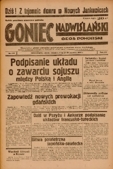 Goniec Nadwiślański: Głos Pomorski: Niezależne pismo poranne, poświęcone sprawom stanu średniego 1939.06.24-25 R.15 Nr144