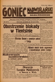 Goniec Nadwiślański: Głos Pomorski: Niezależne pismo poranne, poświęcone sprawom stanu średniego 1939.06.26 R.15 Nr145
