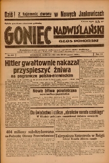 Goniec Nadwiślański: Głos Pomorski: Niezależne pismo poranne, poświęcone sprawom stanu średniego 1939.06.28-29 R.15 Nr147