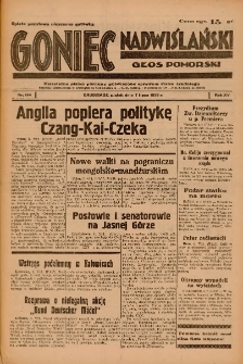 Goniec Nadwiślański: Głos Pomorski: Niezależne pismo poranne, poświęcone sprawom stanu średniego 1939.07.07 R.15 Nr154