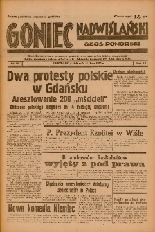 Goniec Nadwiślański: Głos Pomorski: Niezależne pismo poranne, poświęcone sprawom stanu średniego 1939.07.21 R.15 Nr166