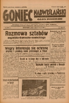 Goniec Nadwiślański: Głos Pomorski: Niezależne pismo poranne, poświęcone sprawom stanu średniego 1939.07.26 R.15 Nr172