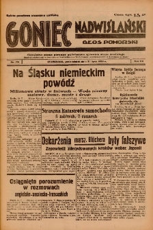 Goniec Nadwiślański: Głos Pomorski: Niezależne pismo poranne, poświęcone sprawom stanu średniego 1939.07.31 R.15 Nr174