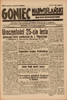 Goniec Nadwiślański: Głos Pomorski: Niezależne pismo poranne, poświęcone sprawom stanu średniego 1939.08.03 R.15 Nr177