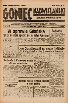 Goniec Nadwiślański: Głos Pomorski: Niezależne pismo poranne, poświęcone sprawom stanu średniego 1939.08.04 R.15 Nr178