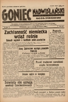 Goniec Nadwiślański: Głos Pomorski: Niezależne pismo poranne, poświęcone sprawom stanu średniego 1939.08.21 R.15 Nr191