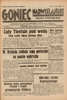 Goniec Nadwiślański: Głos Pomorski: Niezależne pismo poranne, poświęcone sprawom stanu średniego 1939.08.22 R.15 Nr192
