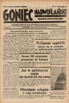 Goniec Nadwiślański: Głos Pomorski: Niezależne pismo poranne, poświęcone sprawom stanu średniego 1939.08.23 R.15 Nr193