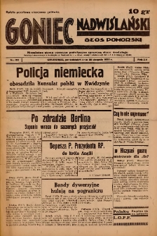 Goniec Nadwiślański: Głos Pomorski: Niezależne pismo poranne, poświęcone sprawom stanu średniego 1939.08.28 R.15 Nr197