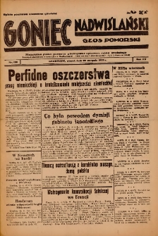 Goniec Nadwiślański: Głos Pomorski: Niezależne pismo poranne, poświęcone sprawom stanu średniego 1939.08.29 R.15 Nr198