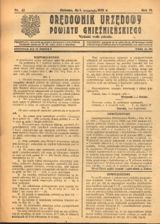 Orędownik Urzędowy Powiatu Gnieźnieńskiego: wychodzi wedle potrzeby 1923.09.08 R.72 Nr47