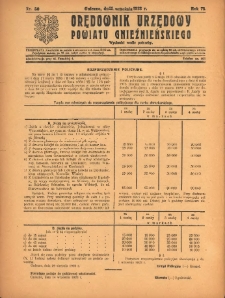 Orędownik Urzędowy Powiatu Gnieźnieńskiego: wychodzi wedle potrzeby 1923.09.22 R.72 Nr50