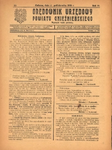 Orędownik Urzędowy Powiatu Gnieźnieńskiego: wychodzi wedle potrzeby 1923.10.17 R.72 Nr55