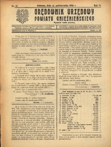 Orędownik Urzędowy Powiatu Gnieźnieńskiego: wychodzi wedle potrzeby 1923.10.31 R.72 Nr57