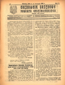 Orędownik Urzędowy Powiatu Gnieźnieńskiego: wychodzi wedle potrzeby 1923.11.14 R.72 Nr59