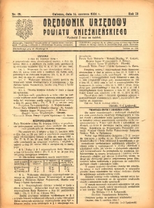 Orędownik Urzędowy Powiatu Gnieźnieńskiego: wychodzi 2 razy na tydzień 1924.06.14 R.73 Nr29