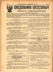 Orędownik Urzędowy Powiatu Gnieźnieńskiego: wychodzi 2 razy na tydzień 1924.10.11 R.73 Nr44