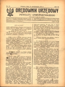 Orędownik Urzędowy Powiatu Gnieźnieńskiego: wychodzi 2 razy na tydzień 1924.10.15 R.73 Nr45