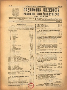 Orędownik Urzędowy Powiatu Gnieźnieńskiego: wychodzi 2 razy na tydzień 1925.01.24 R.74 Nr3