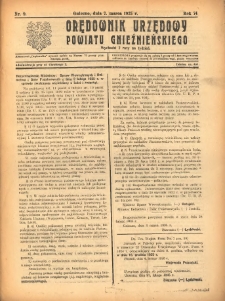 Orędownik Urzędowy Powiatu Gnieźnieńskiego: wychodzi 2 razy na tydzień 1925.03.07 R.74 Nr9
