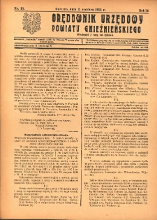 Orędownik Urzędowy Powiatu Gnieźnieńskiego: wychodzi 2 razy na tydzień 1925.06.02 R.74 Nr19