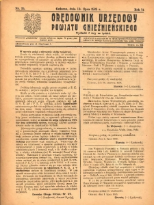 Orędownik Urzędowy Powiatu Gnieźnieńskiego: wychodzi 2 razy na tydzień 1925.07.10 R.74 Nr25