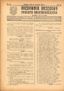 Orędownik Urzędowy Powiatu Gnieźnieńskiego: wychodzi 2 razy na tydzień 1925.09.17 R.74 Nr34
