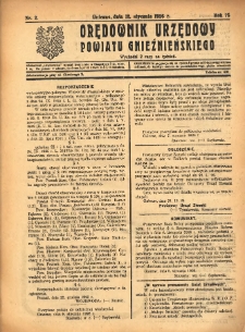 Orędownik Urzędowy Powiatu Gnieźnieńskiego: wychodzi 2 razy na tydzień 1926.01.12 R.75 Nr2