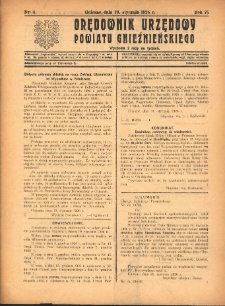 Orędownik Urzędowy Powiatu Gnieźnieńskiego: wychodzi 2 razy na tydzień 1926.01.28 R.75 Nr4