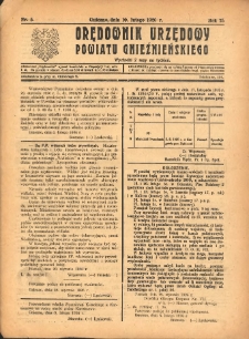 Orędownik Urzędowy Powiatu Gnieźnieńskiego: wychodzi 2 razy na tydzień 1926.02.10 R.75 Nr5